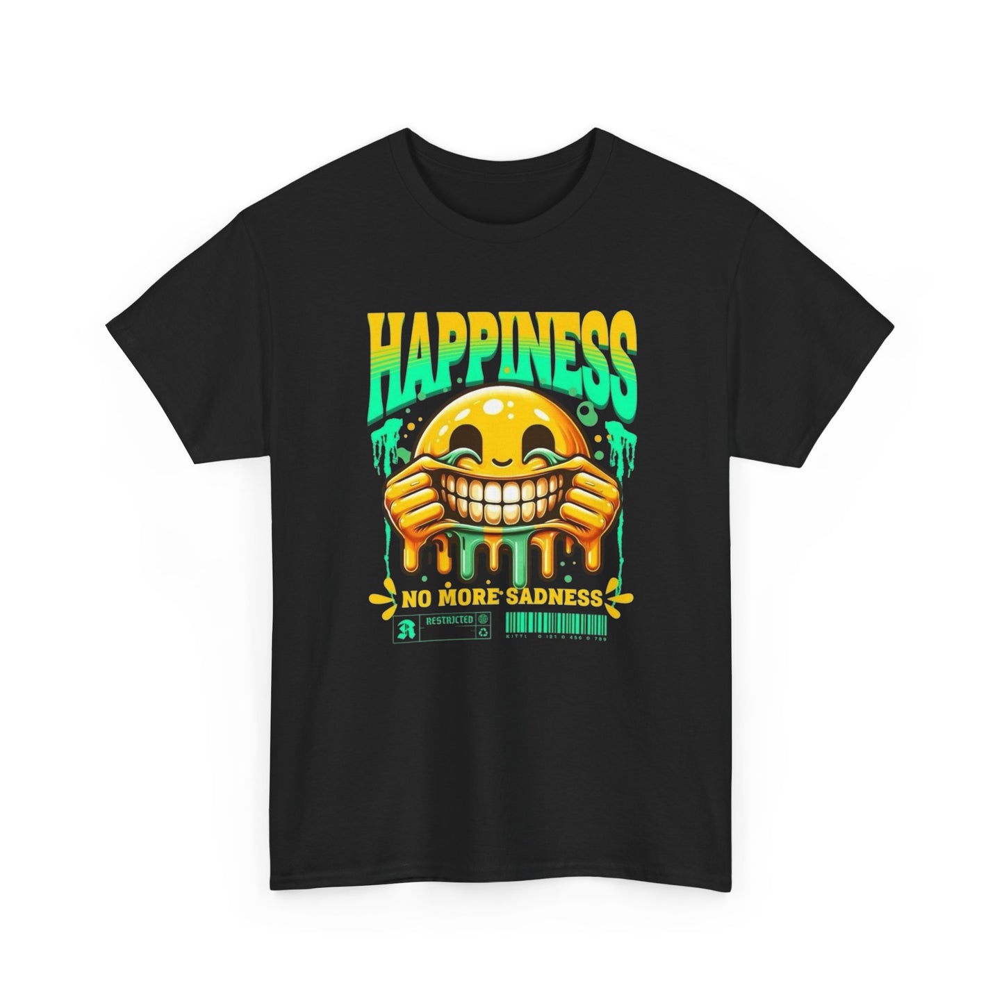 Happiness No More Sadness Graphic T-Shirt Comfy Cotton Tee Brand NEW