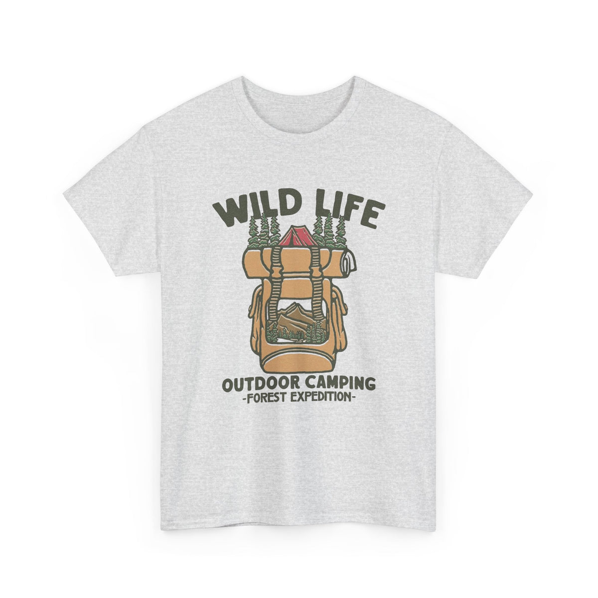 Wild Life Outdoor Camping Graphic T Shirt Men's Heavy Cotton Tee