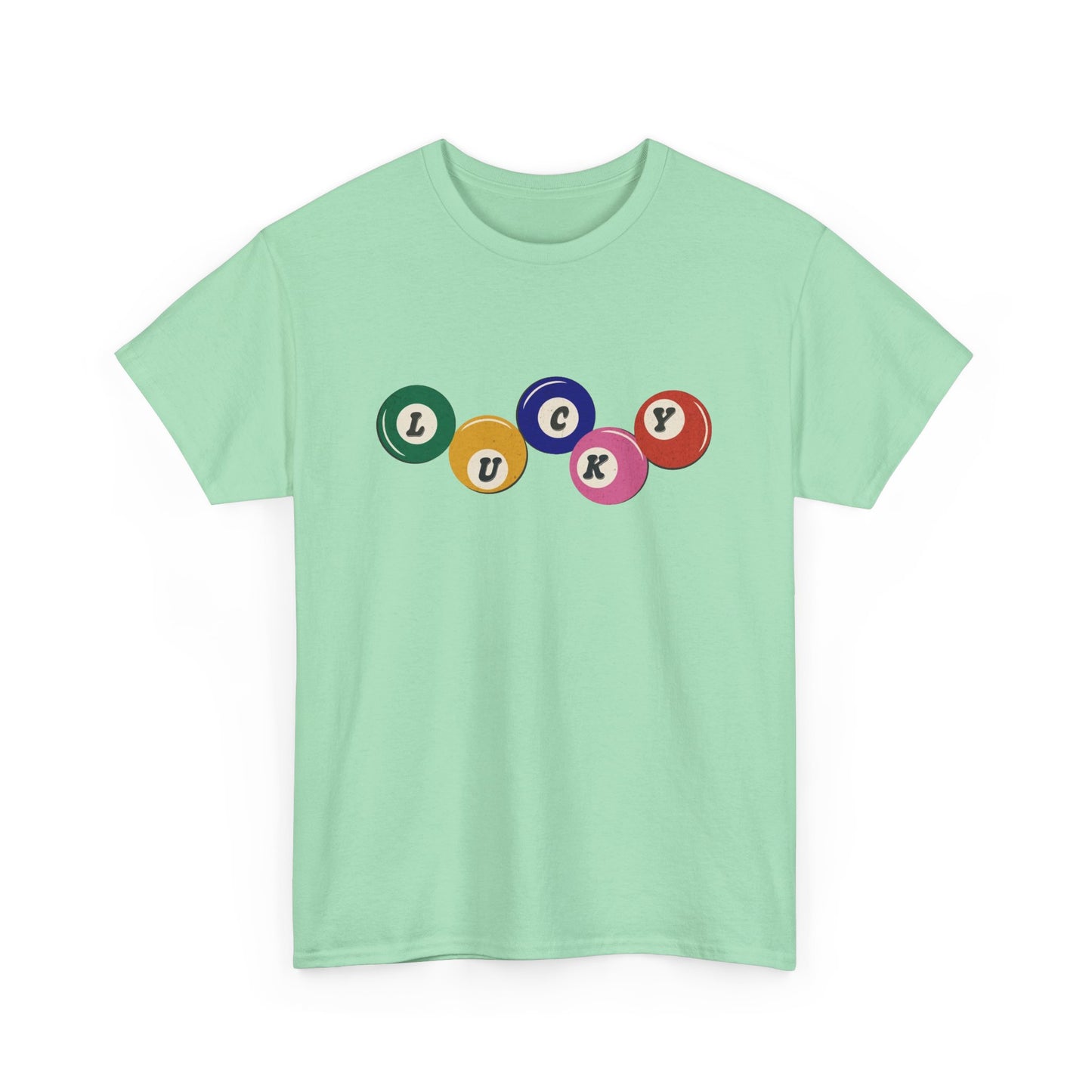 Lucky Pool Balls Retro Graphic T Shirt Men's Heavy Cotton Tee