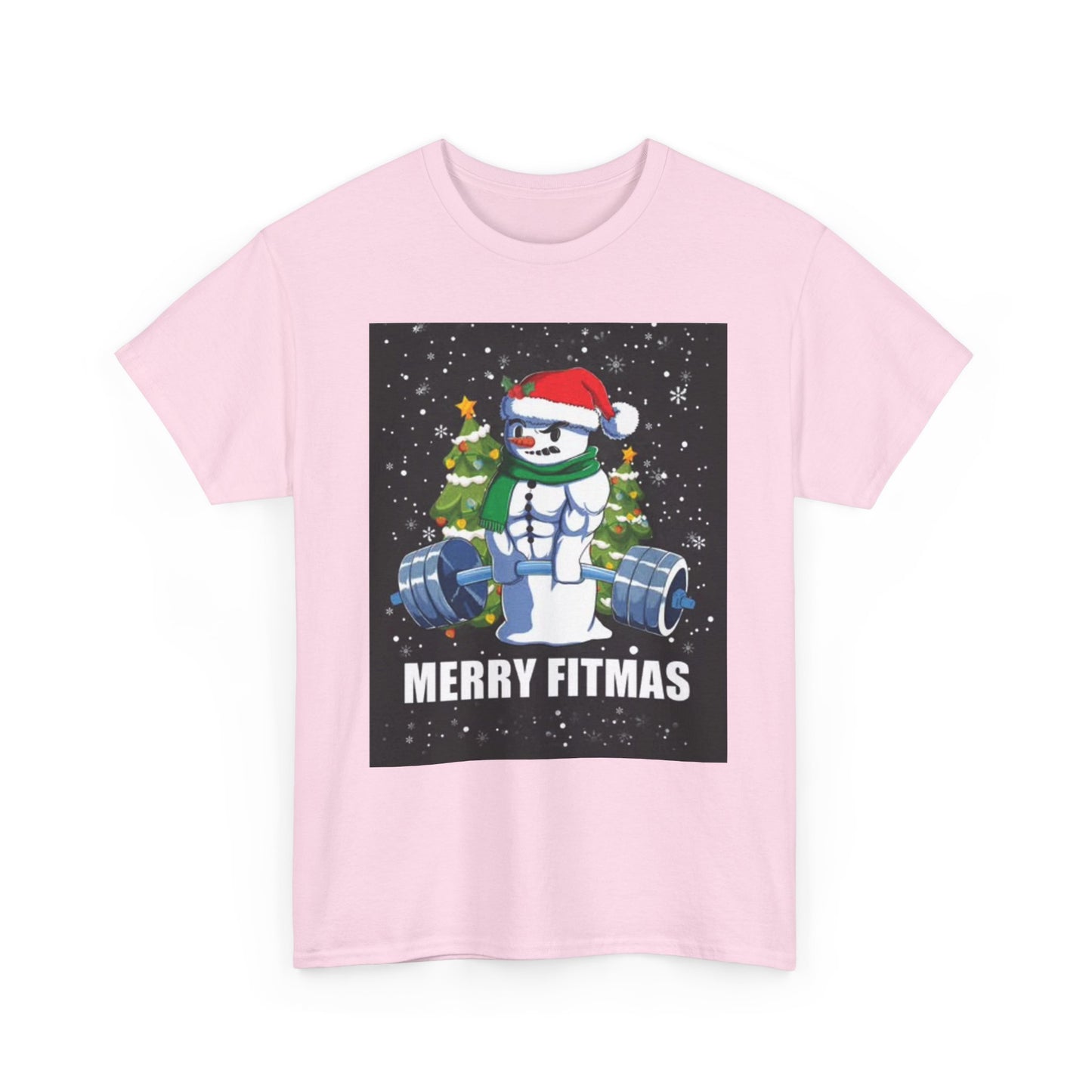 Merry Fitmas Shirt Funny Gym Snowman Christmas Gym Unisex Heavy Cotton Tee