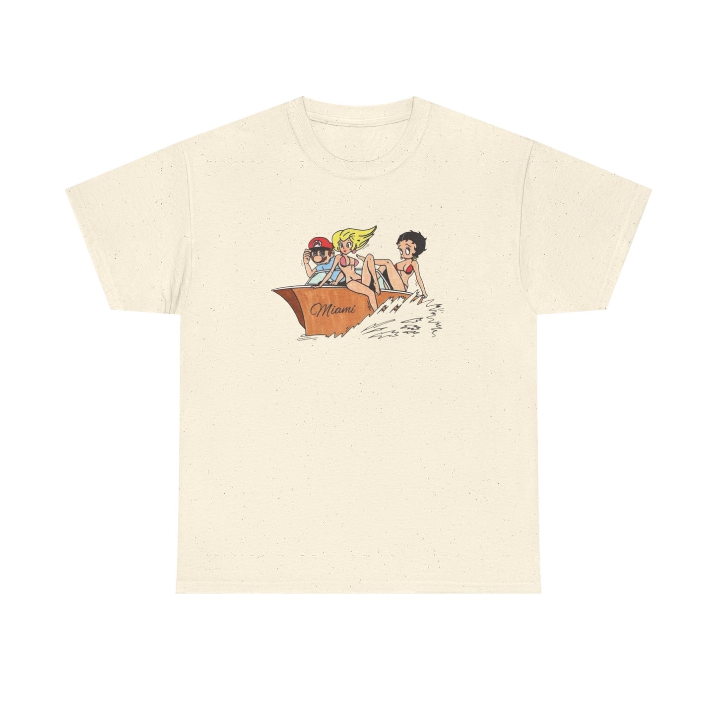 Miami Cartoons Funny Vintage Graphic T-Shirt Comfy Cotton Tee Brand NEW
