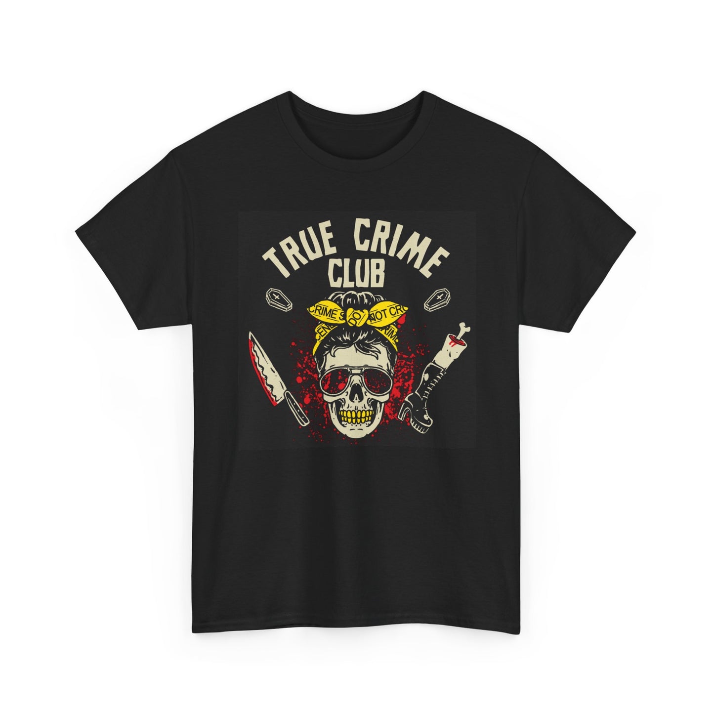 True Crime Club Graphic T Shirt Skulls Unisex Heavy Cotton Tee