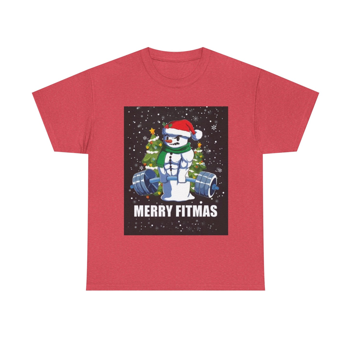 Merry Fitmas Shirt Funny Gym Snowman Christmas Gym Unisex Heavy Cotton Tee