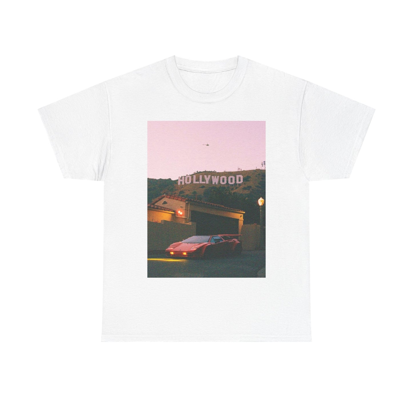 California Lamborghini retro vintage photo Hollywood hills Unisex Heavy Cotton