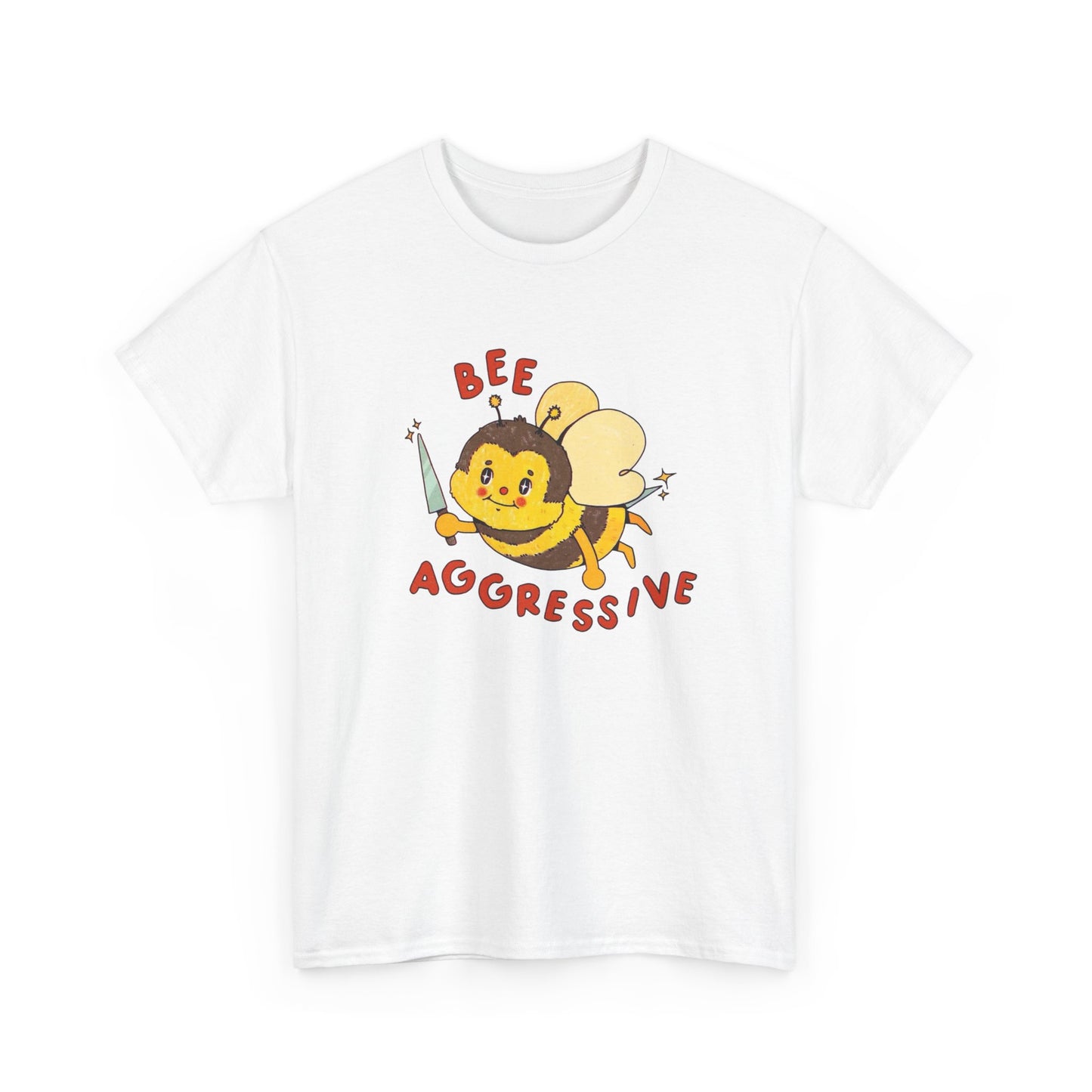 Bee Aggressive Cute T Shirt Graphic Unisex Heavy Cotton Tee NEW GIFT