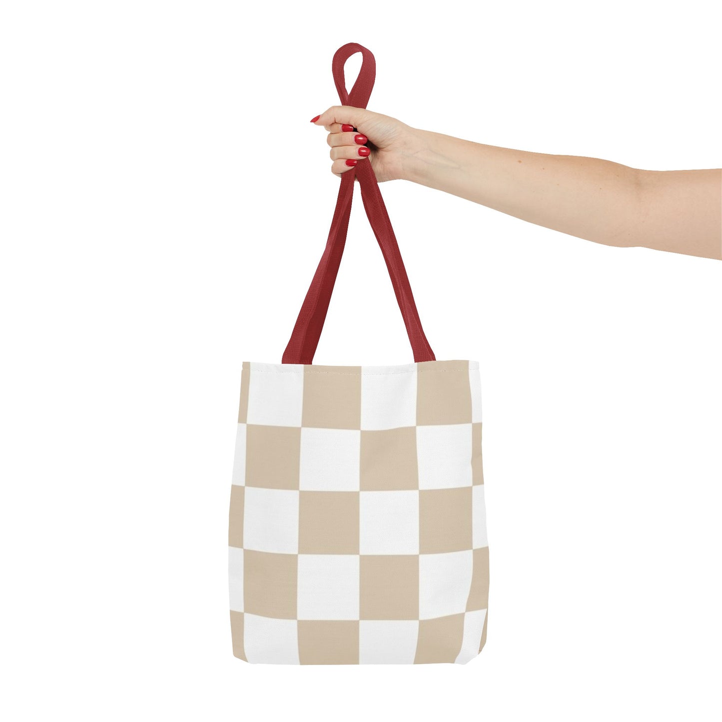 Tan Checkered All Over Print BRAND NEW Purse - Pocketbook - Travel Tote Bag