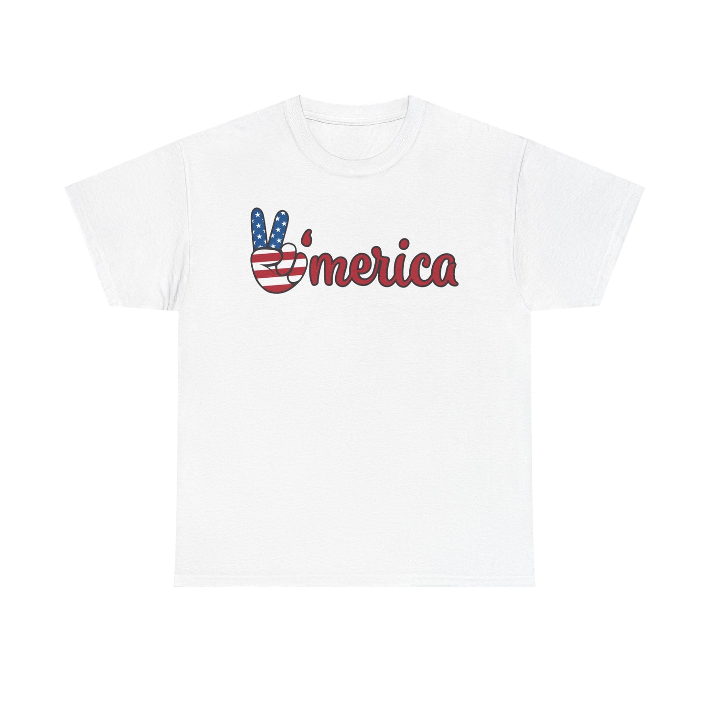 America Peace Sign Graphic T Shirt USA American Flag Unisex Heavy Cotton Tee
