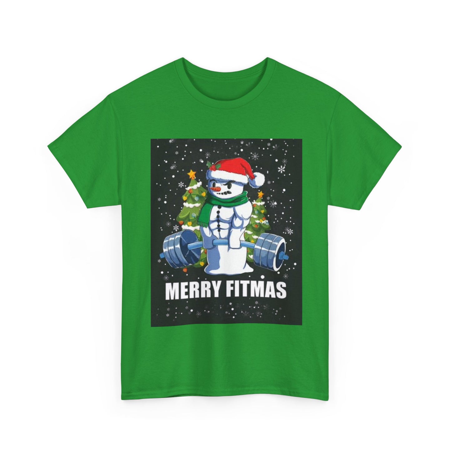 Merry Fitmas Shirt Funny Gym Snowman Christmas Gym Unisex Heavy Cotton Tee