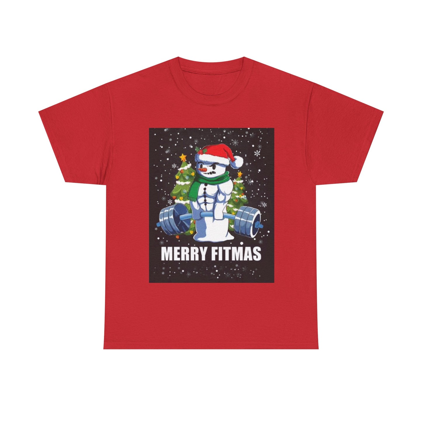 Merry Fitmas Shirt Funny Gym Snowman Christmas Gym Unisex Heavy Cotton Tee