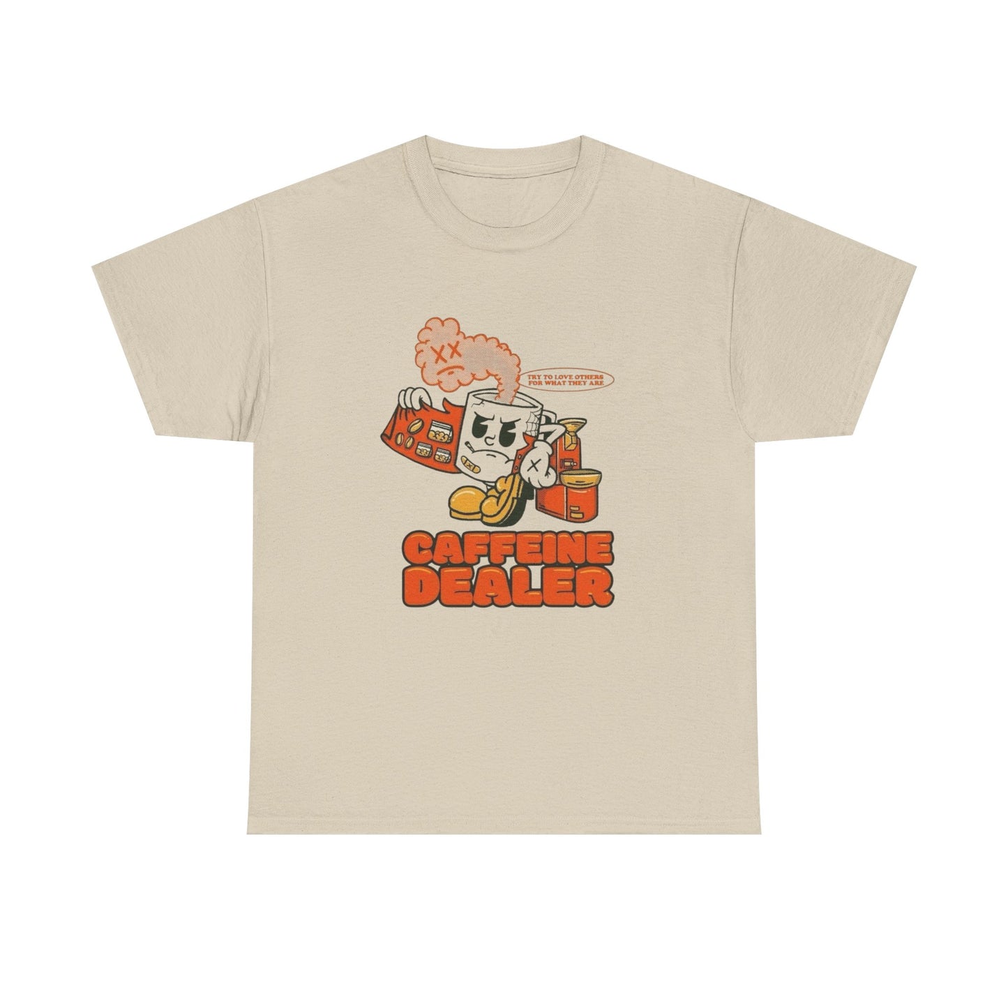 Caffeine Dealer Funny Graphic T Shirt Unisex Heavy Cotton Tee