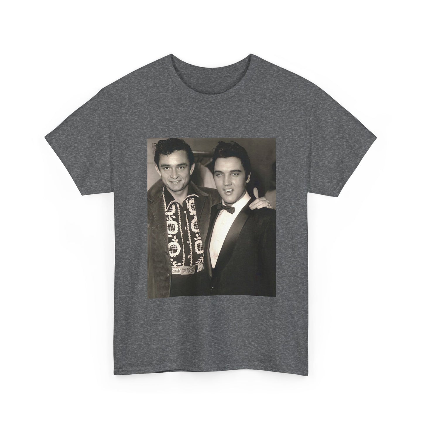 Elvis And Johnny cash shirt vintage graphic art black and white Heavy Cotton