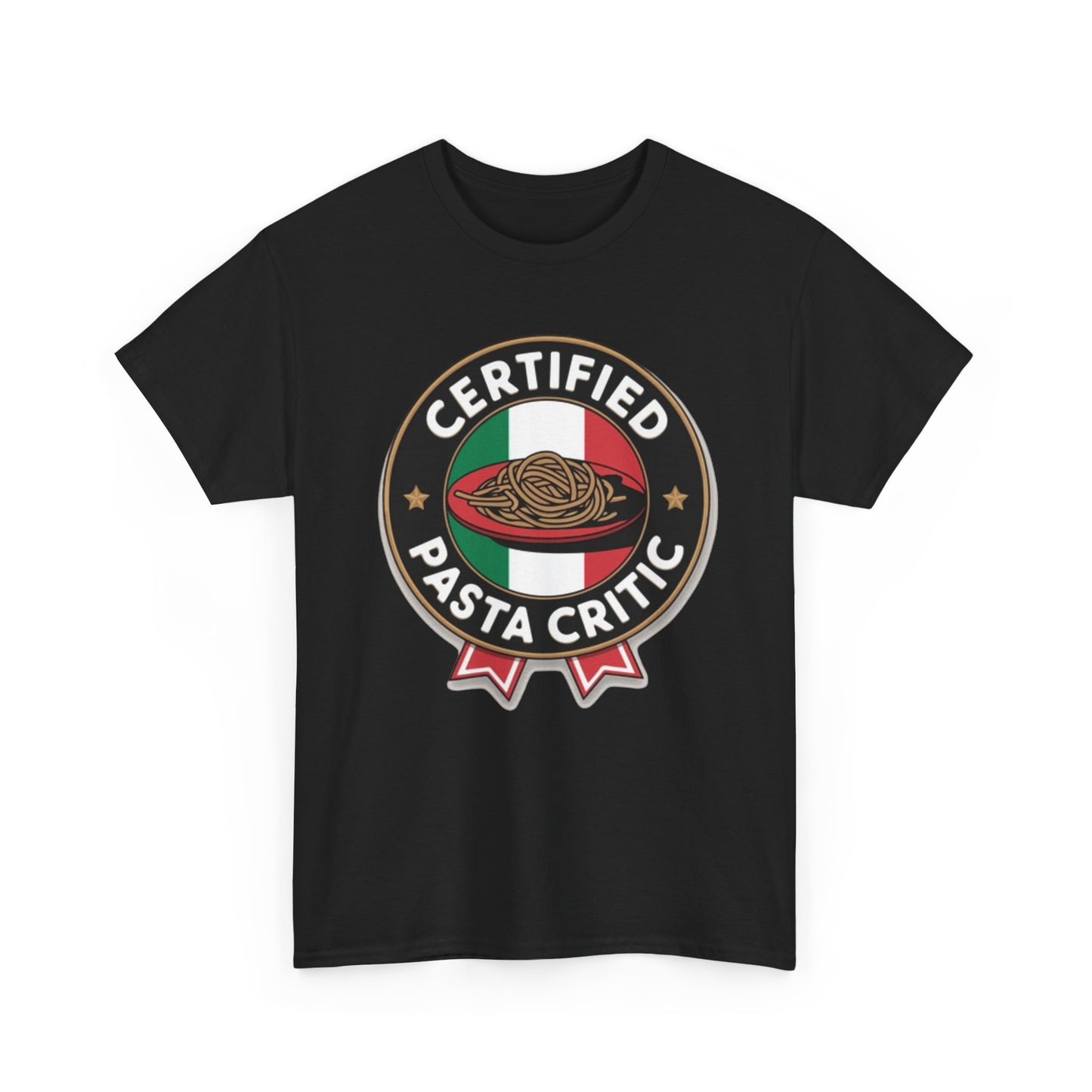 Certified Pasta Critic Graphic T Shirt Funny Italian Jokes Unisex Heavy Cotton