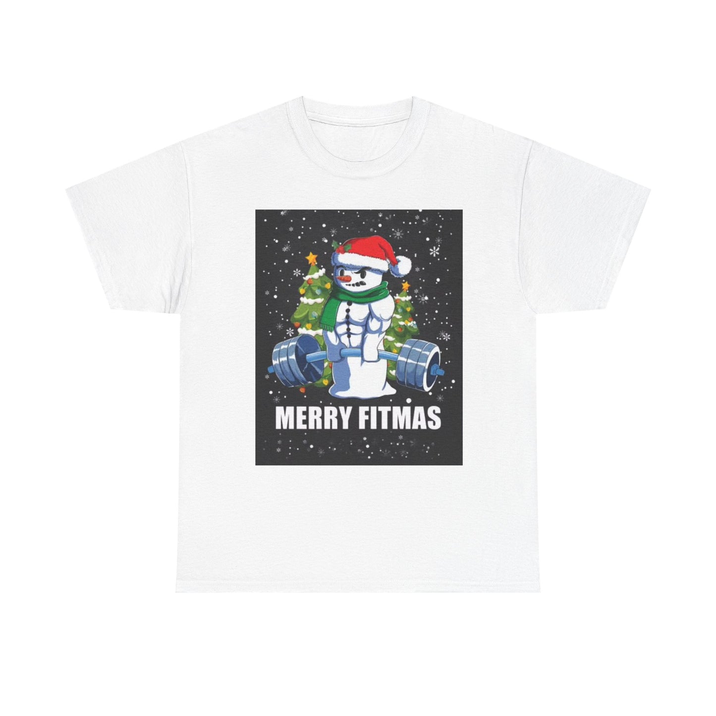 Merry Fitmas Shirt Funny Gym Snowman Christmas Gym Unisex Heavy Cotton Tee