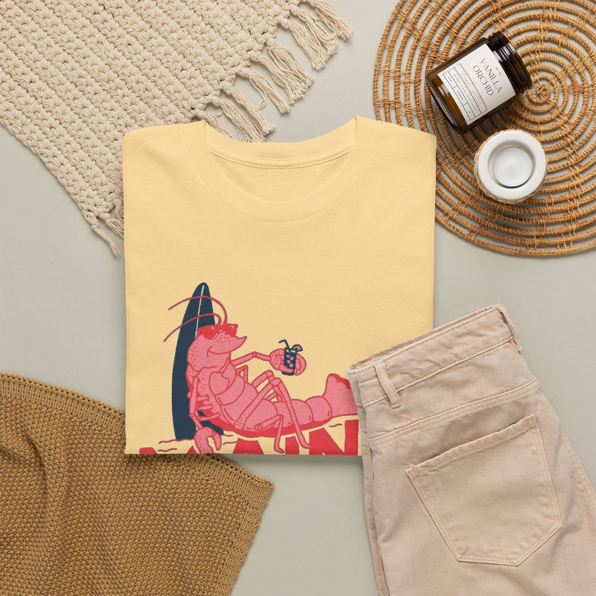 Maine York Beach Lobster Tee | Coastal Vacation Shirt Men's Graphic T Shirt