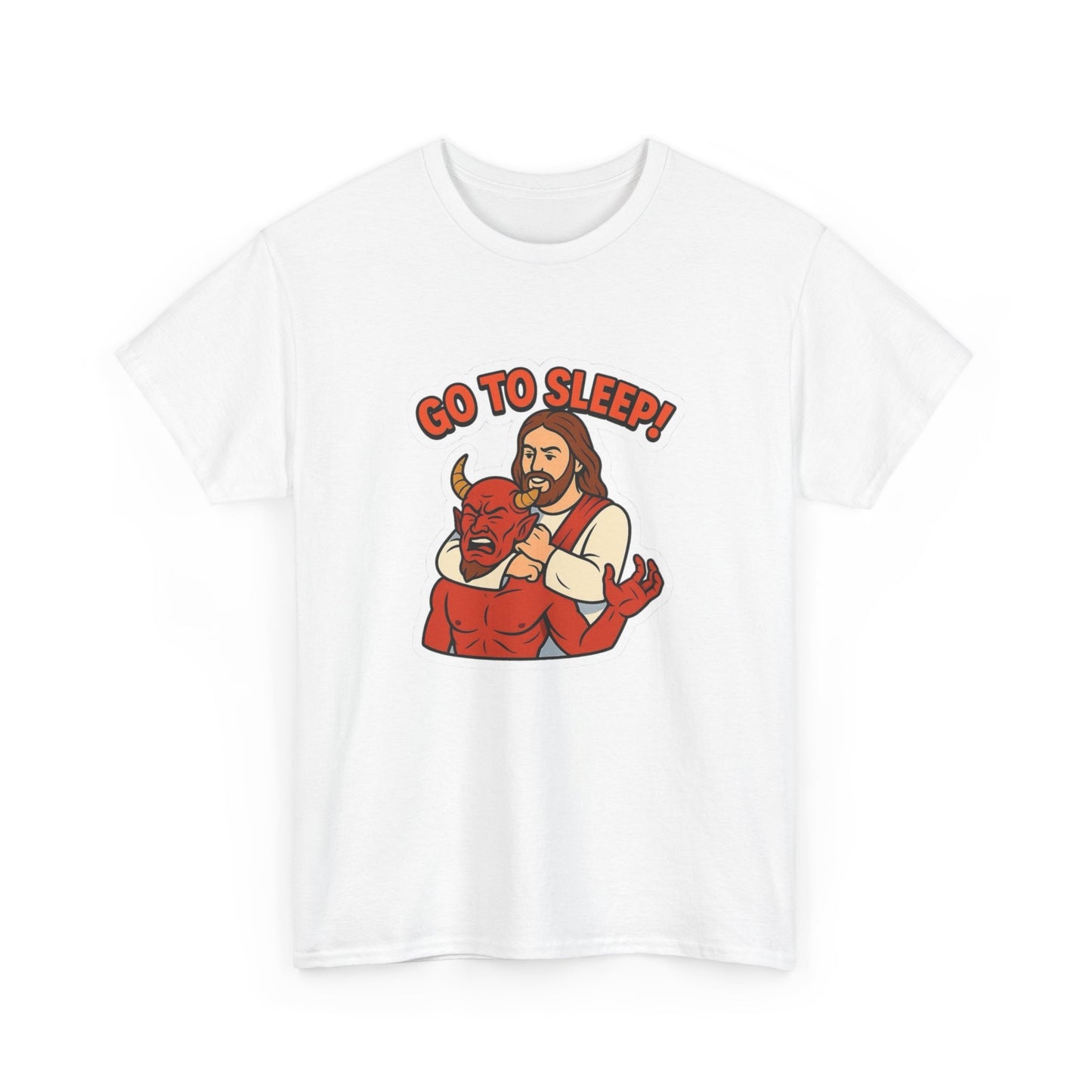 Go To Sleep Devil Funny Jesus Graphic T Shirt NEW Heavy Cotton Tee