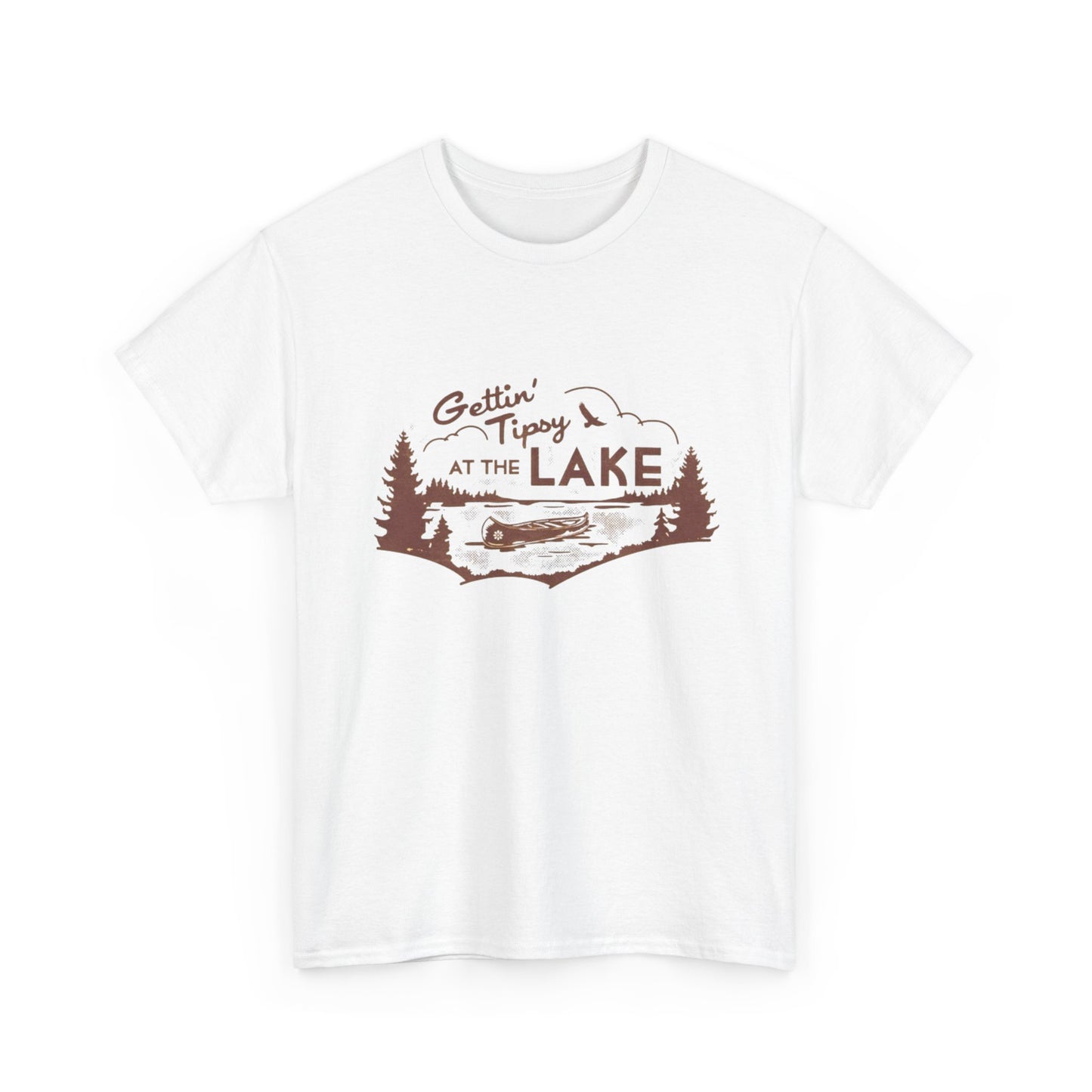 Getting Tipsy At The Lake Retro Graphic T Shirt NEW ADULT TEE Cotton