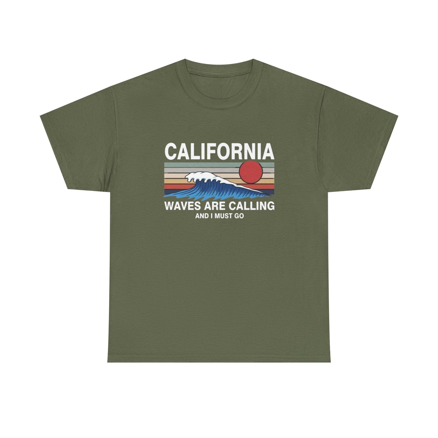 California Waves Are Calling Surfing Graphic T Shirt Unisex Adults NEW