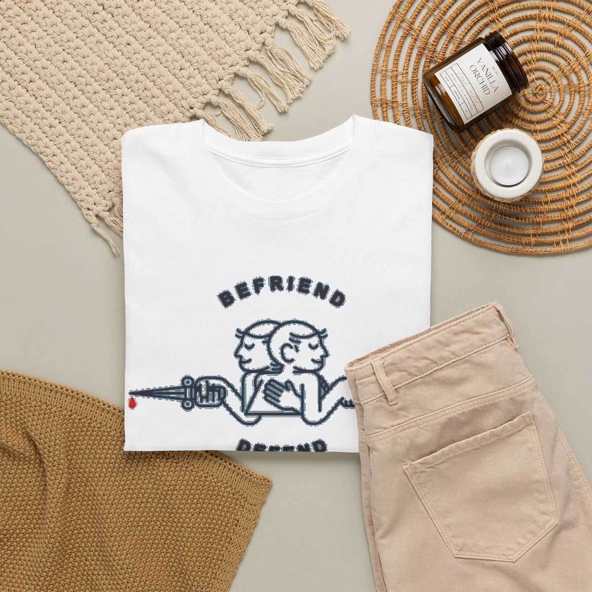 Befriend Defend Retro Graphic T-Shirt Men's Tee