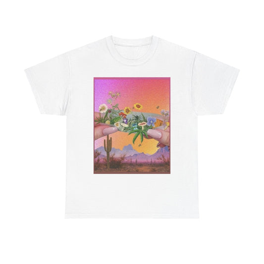 Rolling Flowers Graphic T-Shirt Women's Heavy Comfy Cotton Tee