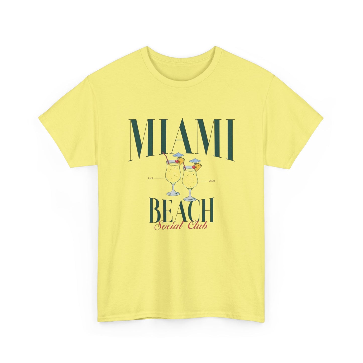 Miami Beach Social Club Graphic T Shirt NEW Unisex Heavy Cotton Tee