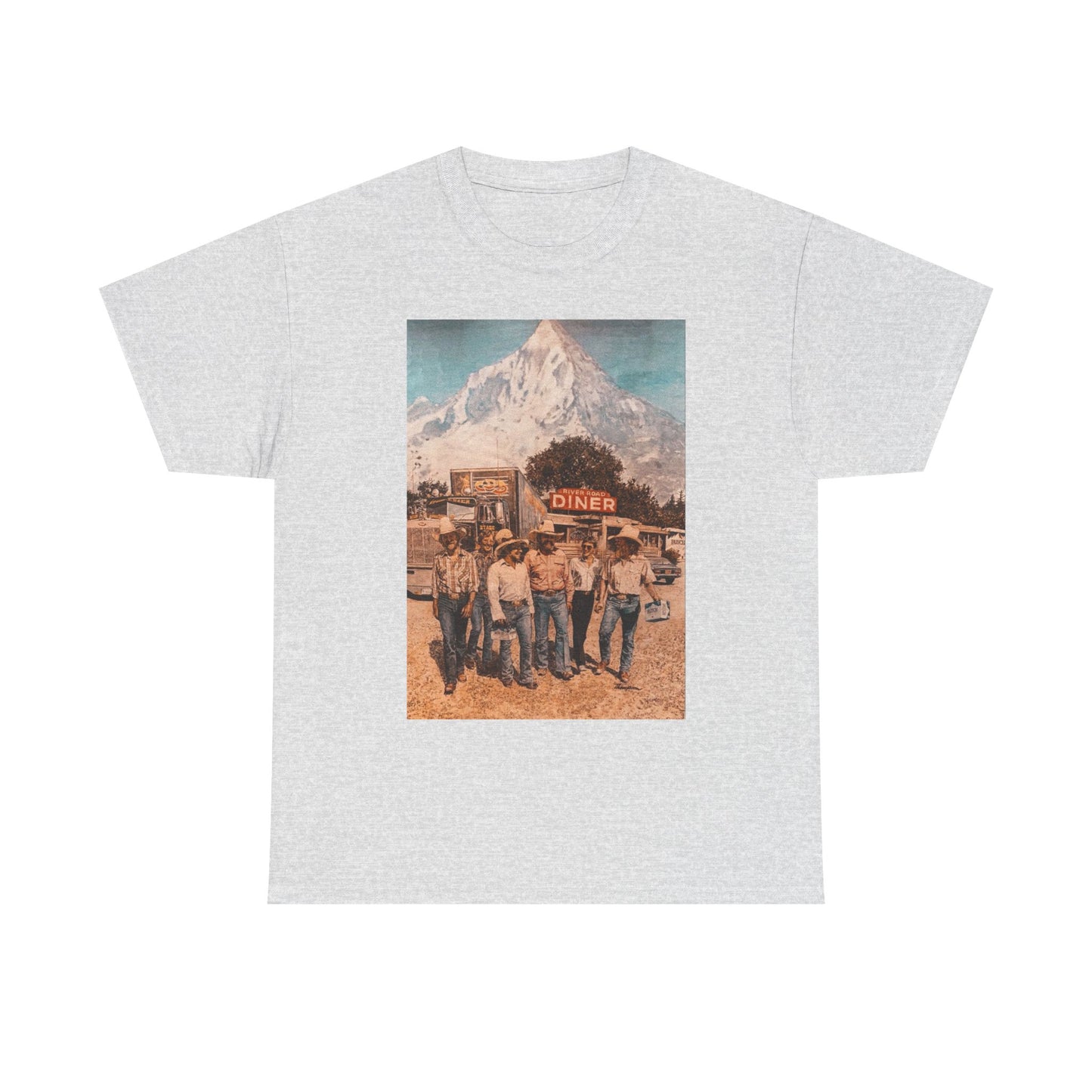 Vintage Busch Beer Poster Mountains Graphic T Shirt Unisex Heavy Cotton Tee Gift
