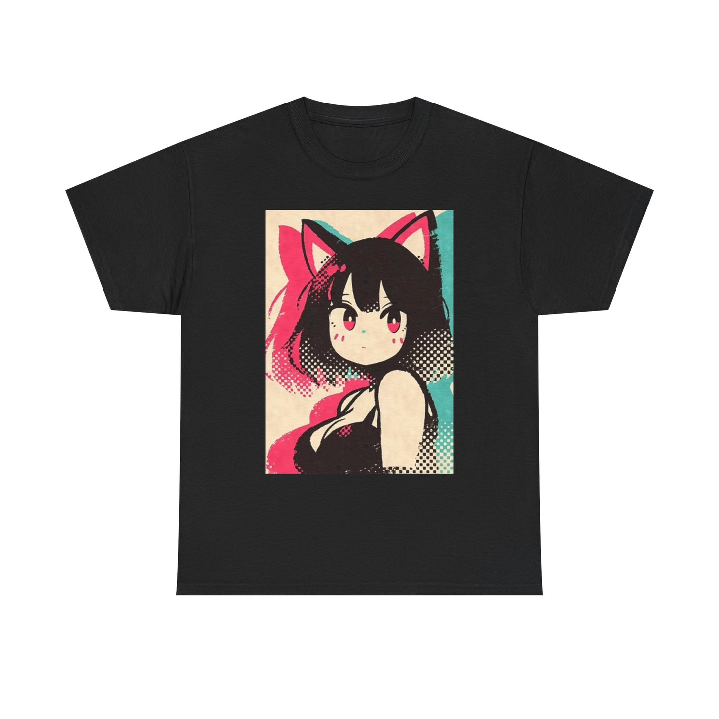 Anime Cat Woman Graphic T Shirt Cat Lady Waifu Unisex Heavy Cotton Tee