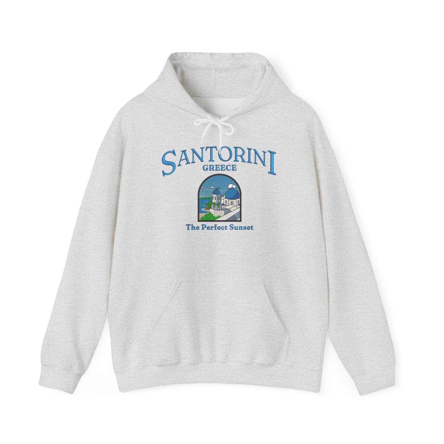 Santorini Greece Graphic Hoodie Heavy Blend Sweatshirt NEW