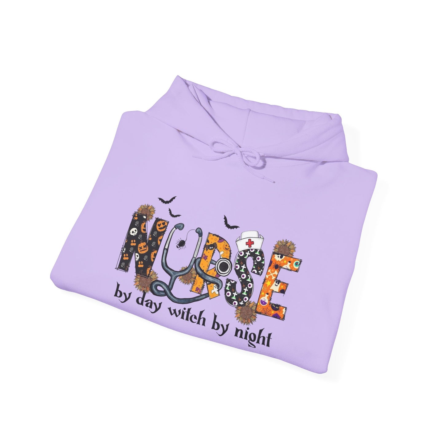 Nurse By Day Witch By Night Graphic Hoodie Unisex Heavy Blend™ Hooded Sweatshirt