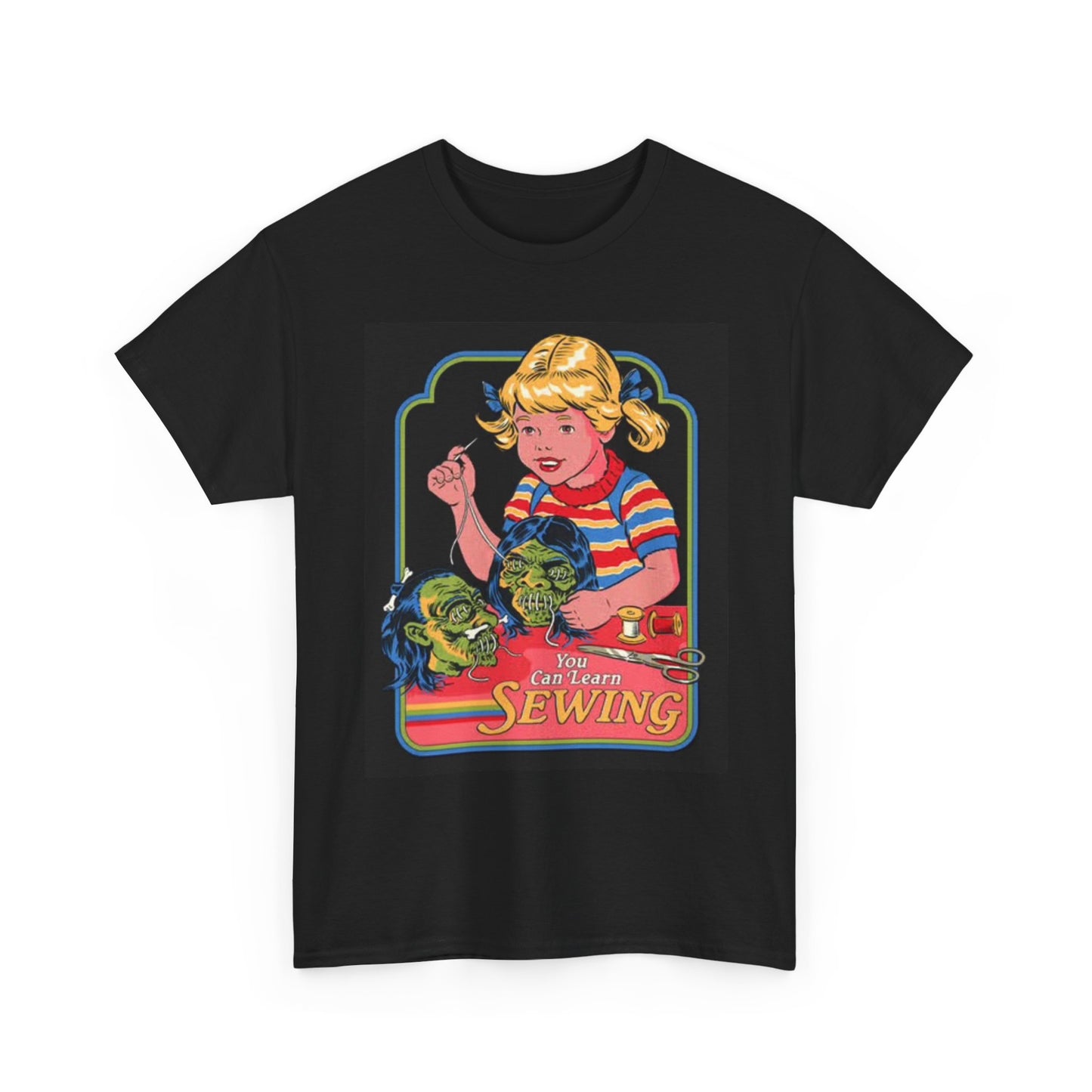 Learn Sewing Graphic T Shirt Vintage Comedy Funny Unisex Heavy Cotton Tee