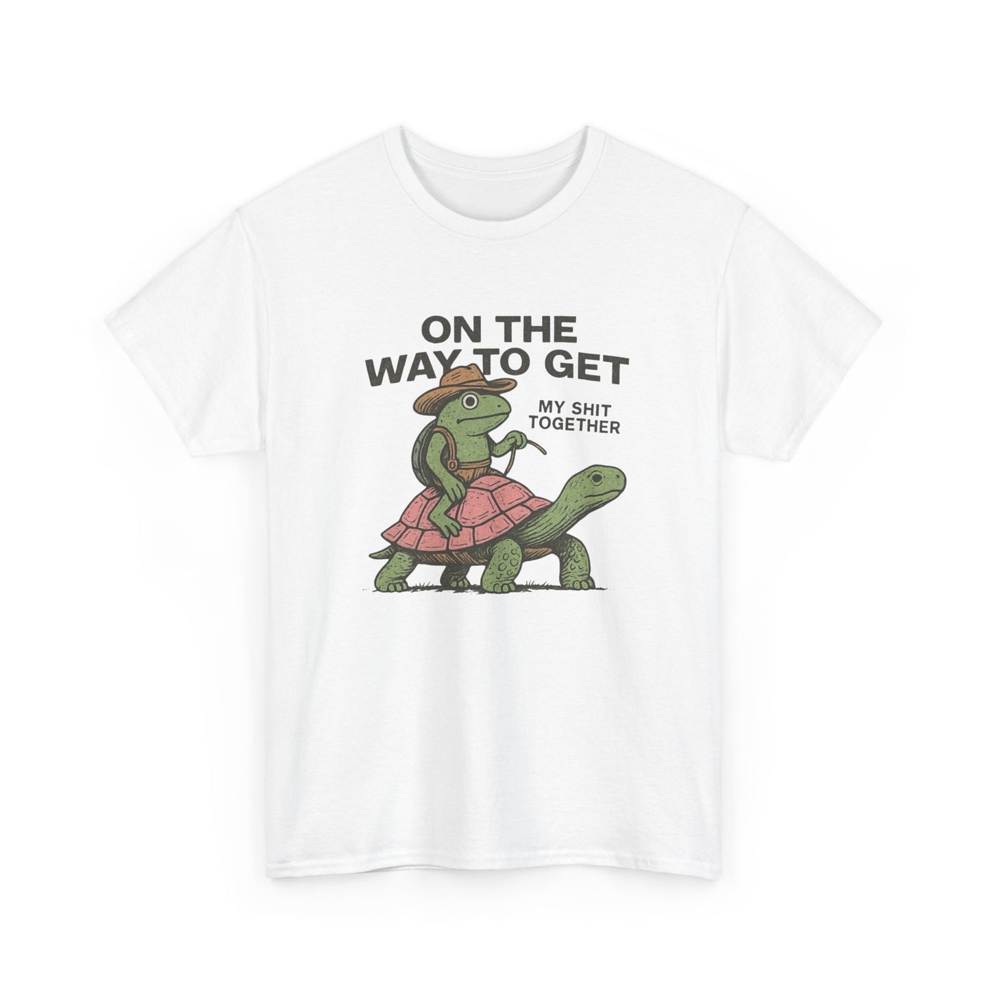 On My Way To Get It Together Funny Frog Cowboy Graphic T Shirt Tee Retro Gift