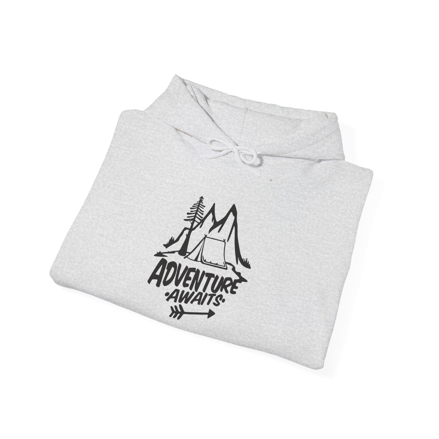 Adventure Awaits Camping Graphic Hoodie Unisex Heavy Blend™ Hooded Sweatshirt