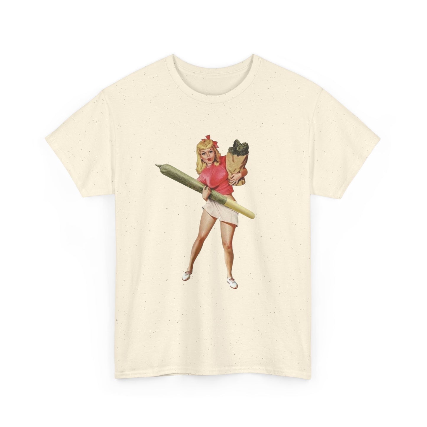 Weed And Groceries Model Pinup Graphic T-Shirt Womens Comfy Cotton Tee NEW