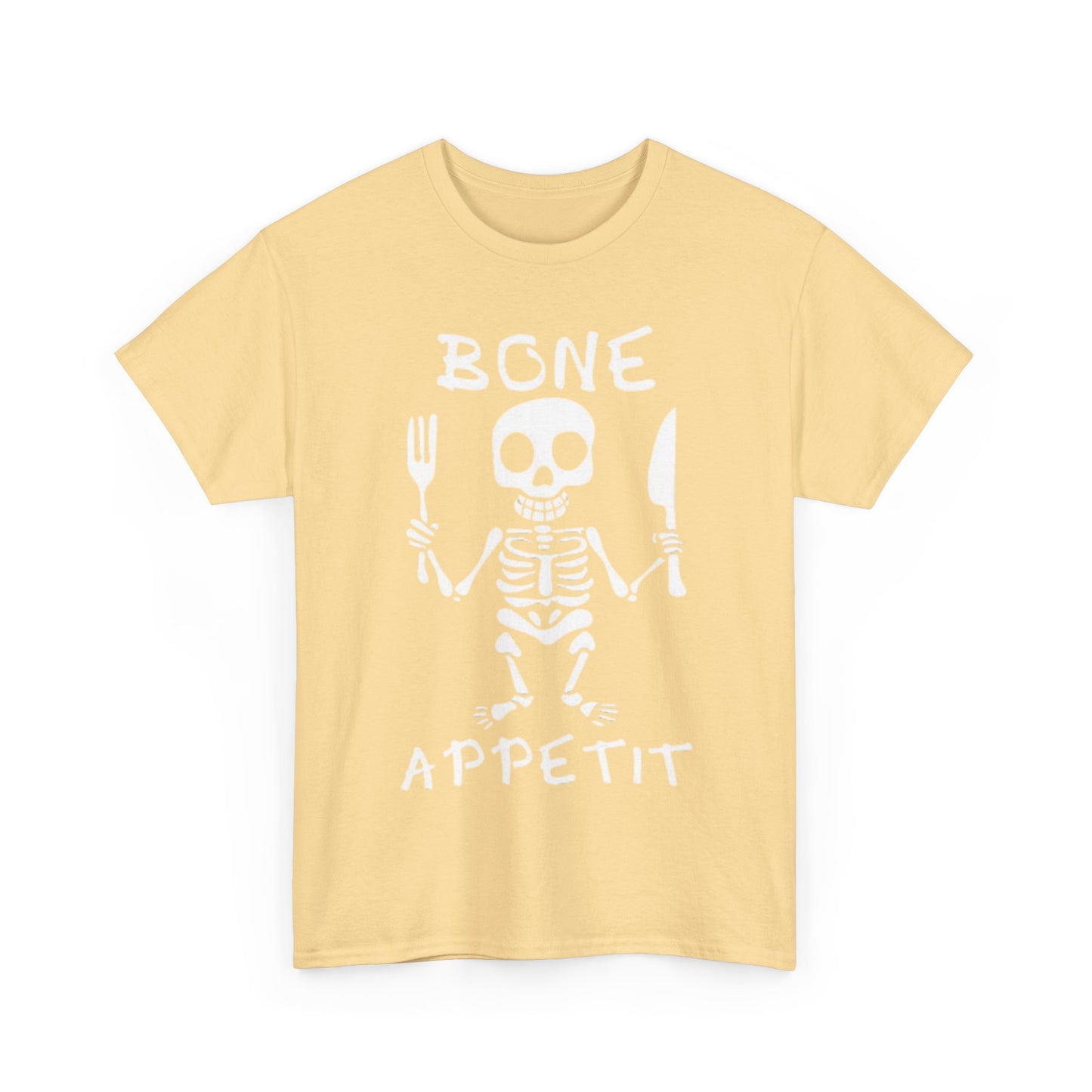 Bone Appetit Shirt Funny Comedy Jokes Skeleton Chef Sous Unisex Heavy Cotton Tee