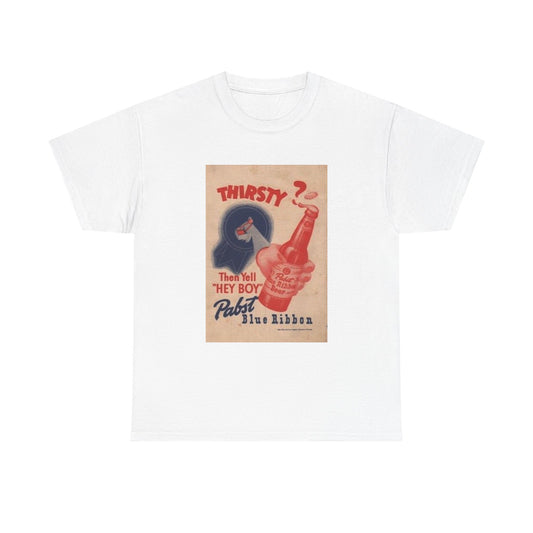 Pabst Blue Ribbon Tshirt Vintage Poster Beer American Unisex Heavy Cotton Tee