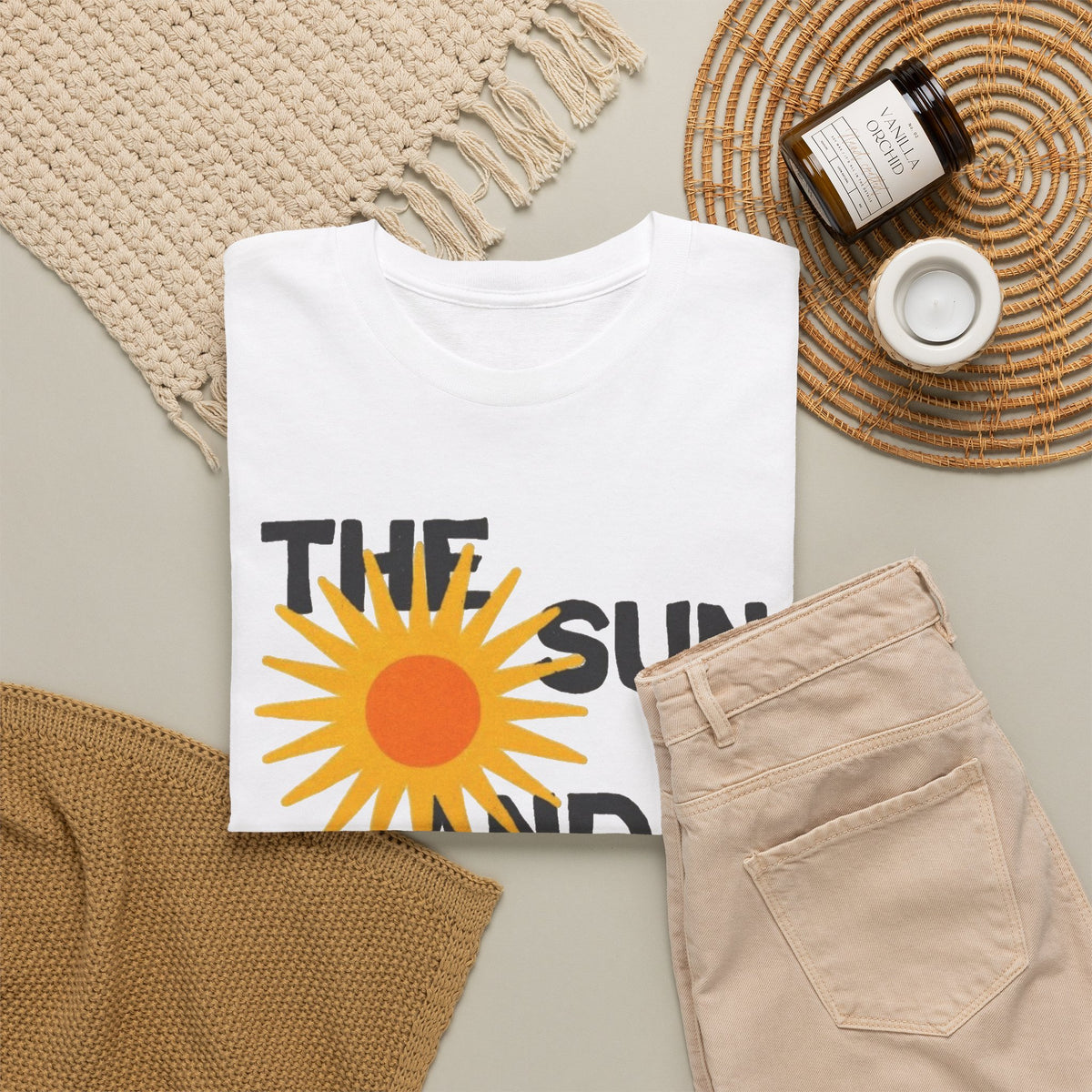 The Sun And The Sea Graphic T Shirt Retro Men's Heavy Cotton Tee