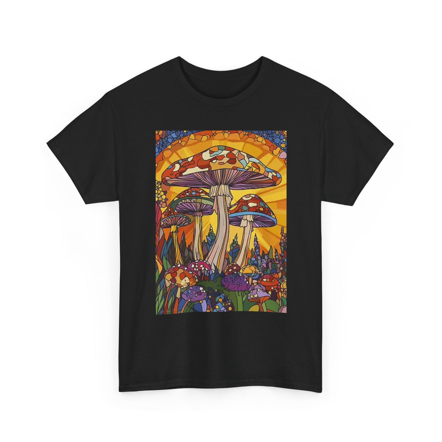 Weed Mushrooms Vibes Groovy T Shirt Retro Unisex Heavy Cotton Tee