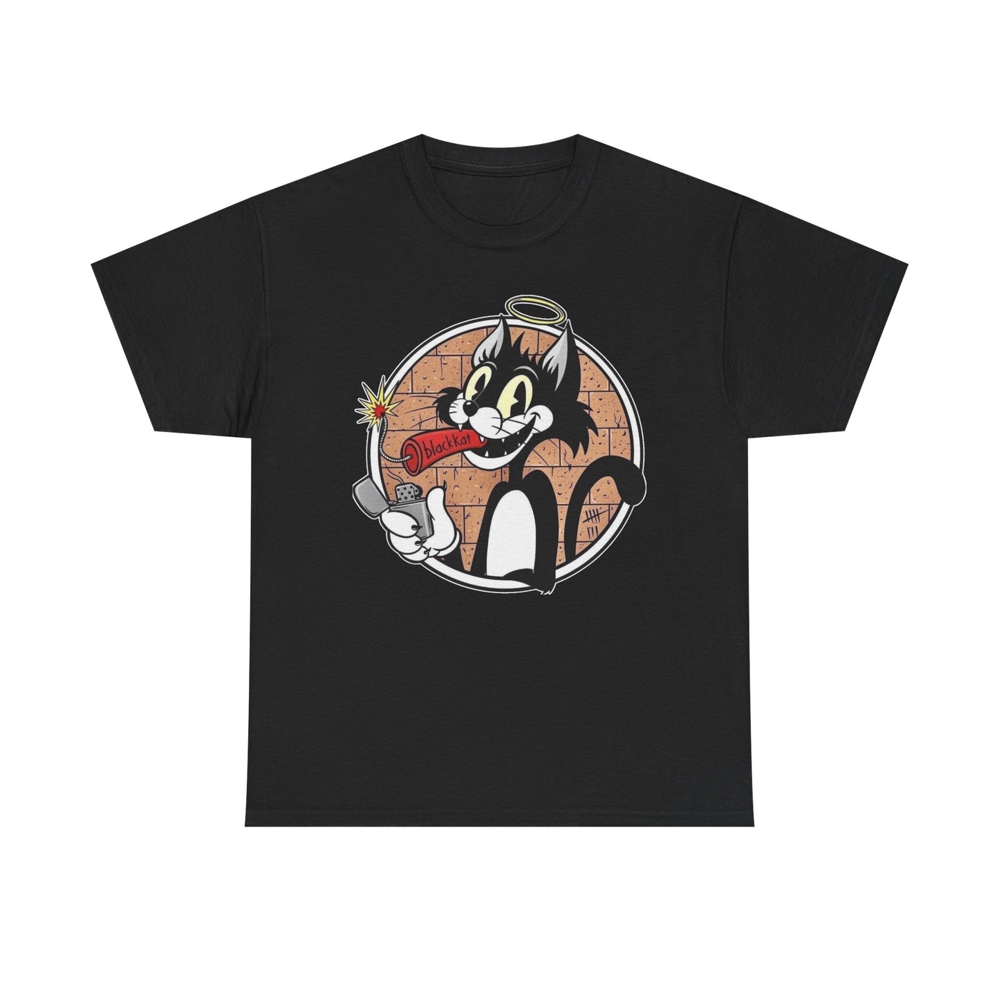 Blackcat Retro Graphic T Shirt NEW Vintage Unisex Heavy Cotton Tee