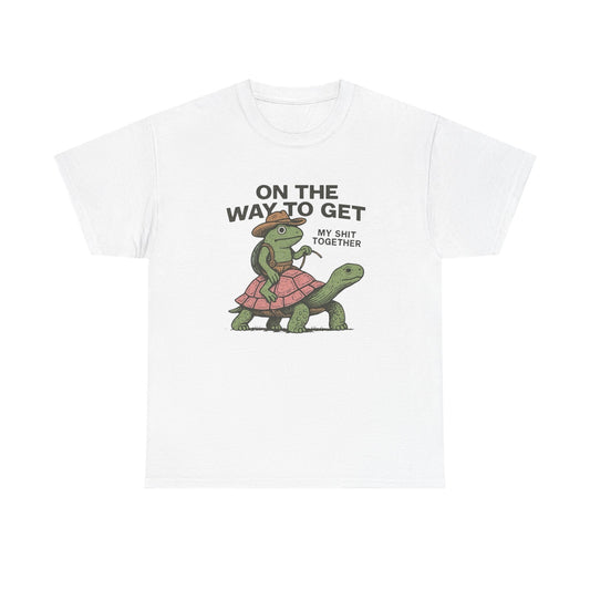 On My Way To Get It Together Funny Frog Cowboy Graphic T Shirt Tee Retro Gift