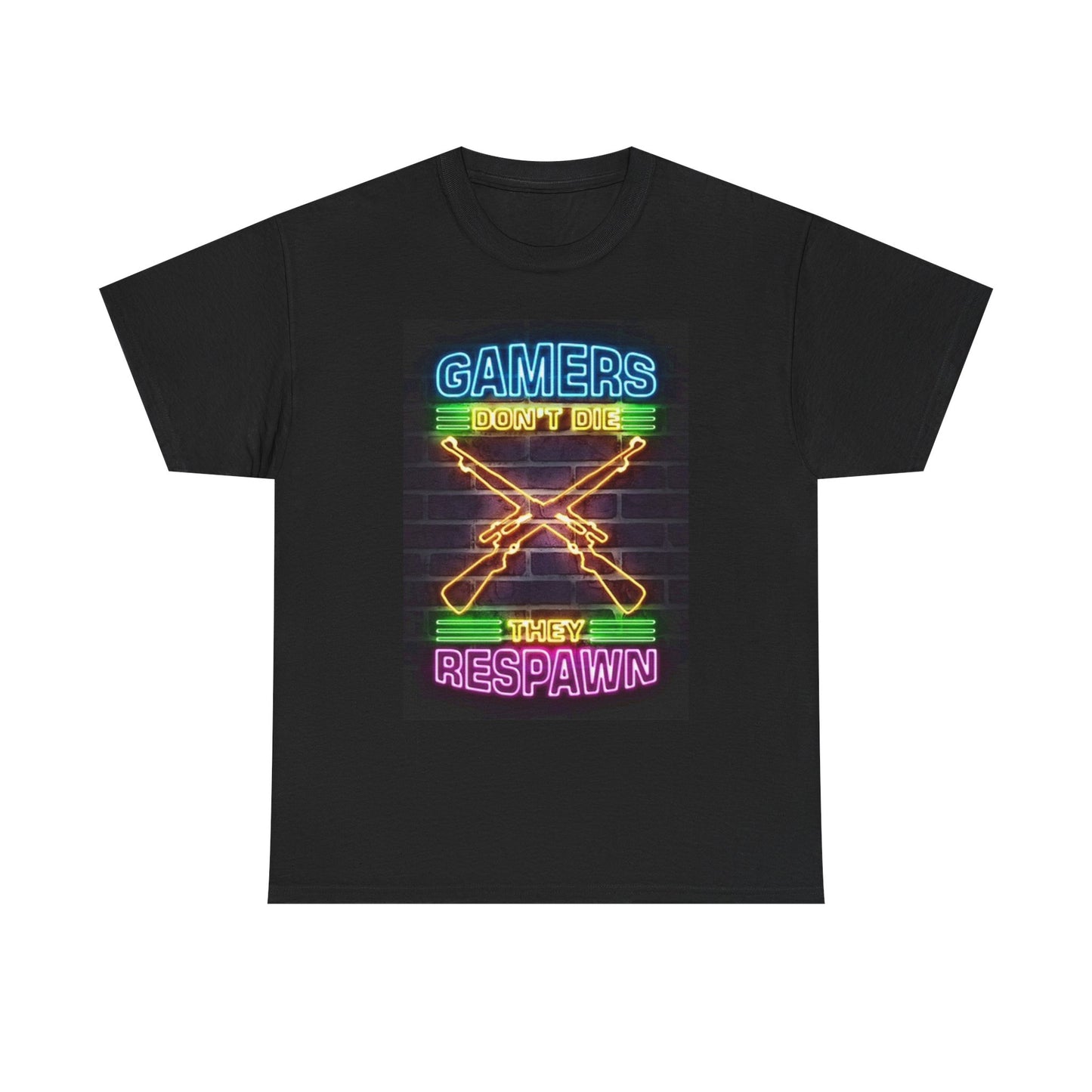 Gamers Dont Die They Respawn Graphic T Shirt Video games Unisex Heavy Cotton Tee