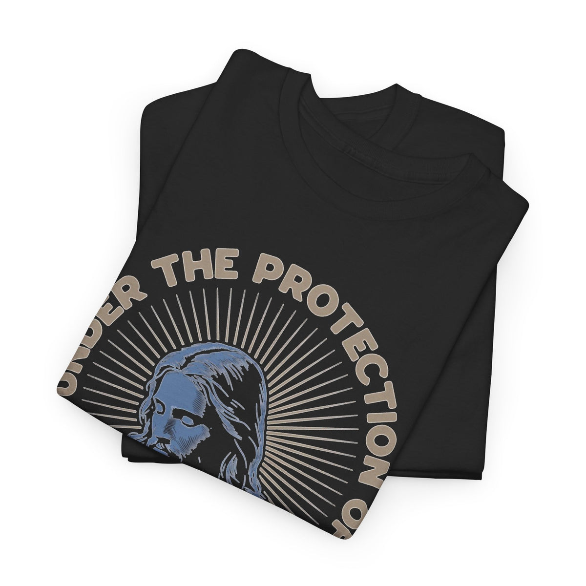 Under The Protection Of Jesus Christ Graphic T Shirt Men's Heavy Cotton Tee