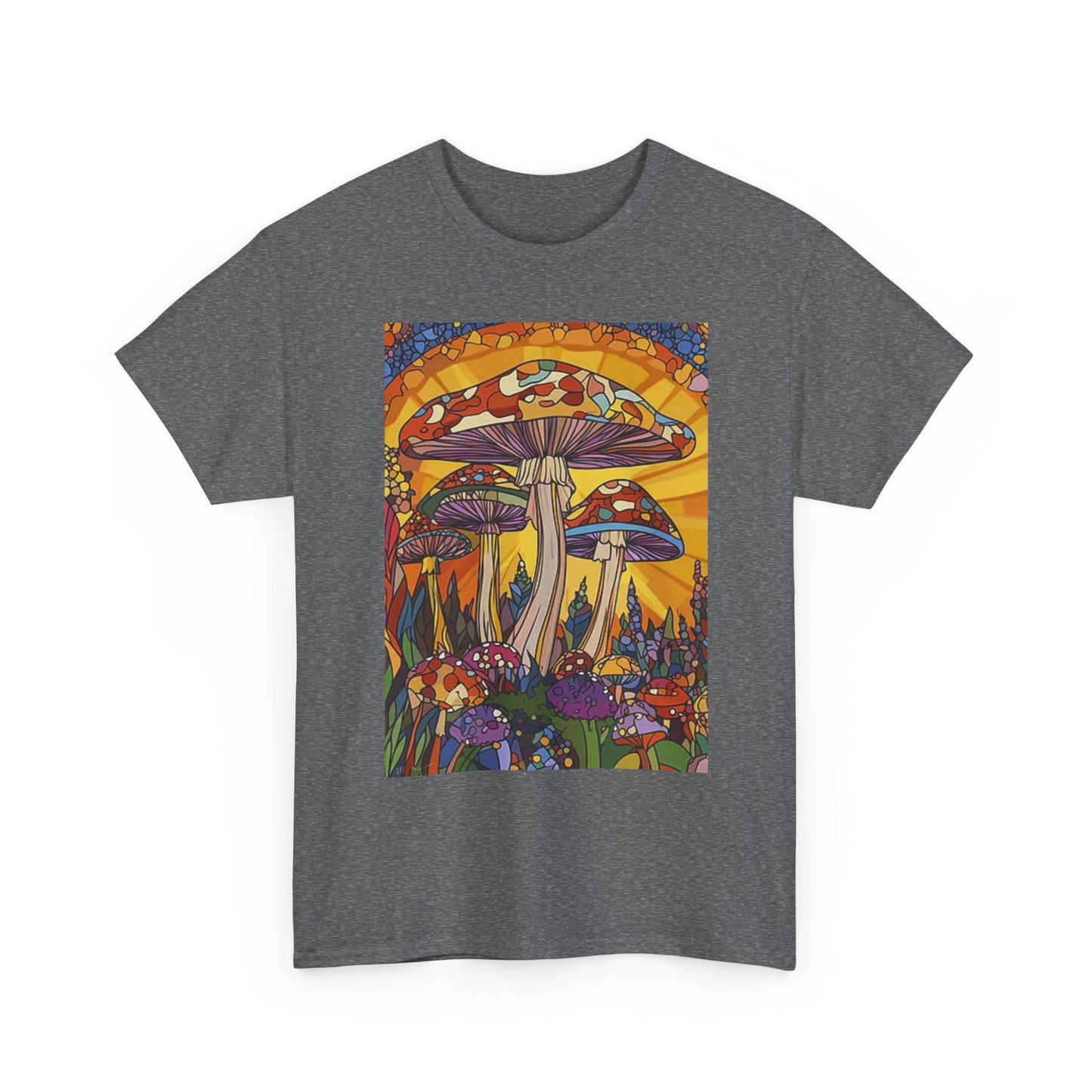 Weed Mushrooms Vibes Groovy T Shirt Retro Unisex Heavy Cotton Tee