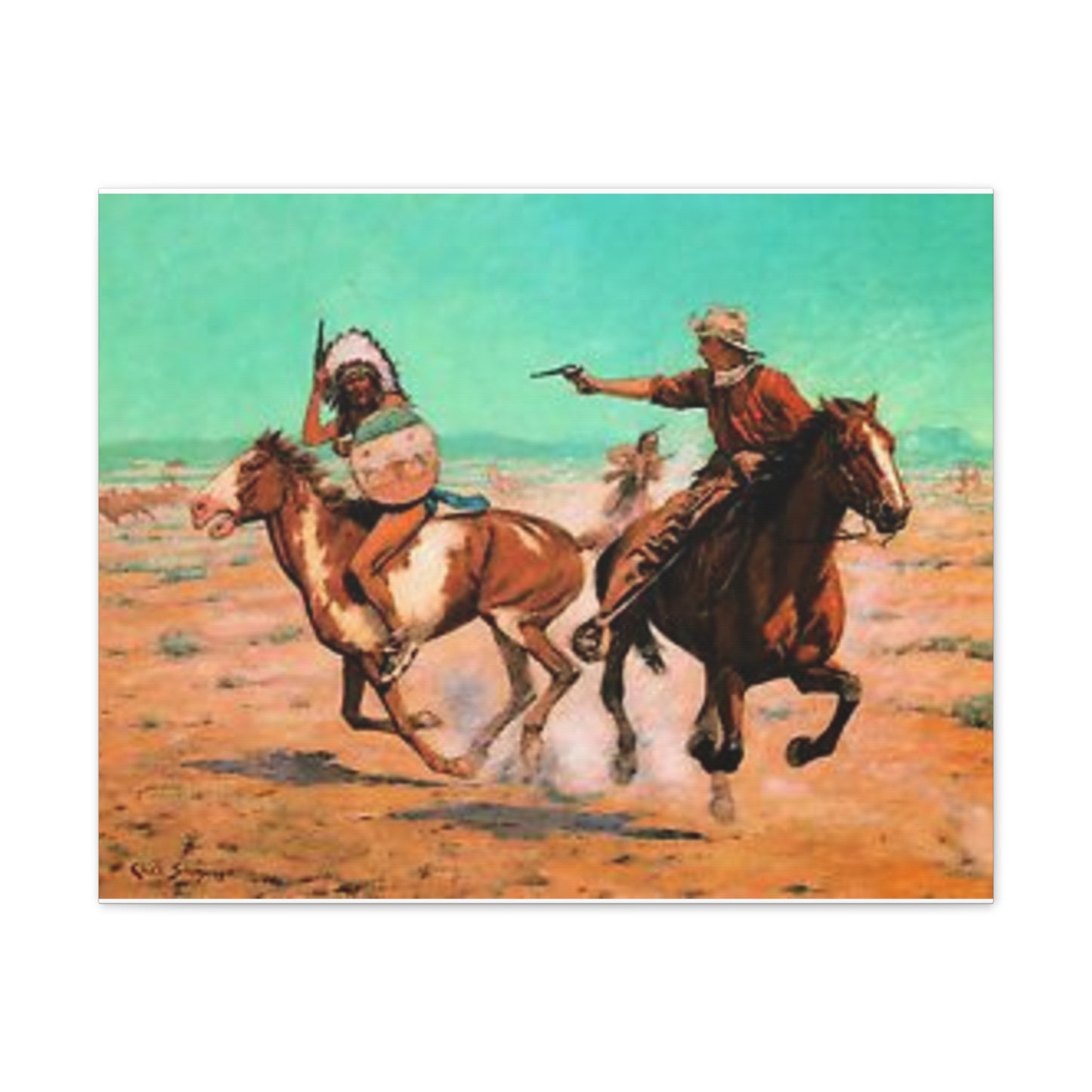 Cowboys And Indians Western AMERICA USA New Print Canvas Stretched, 0.75"