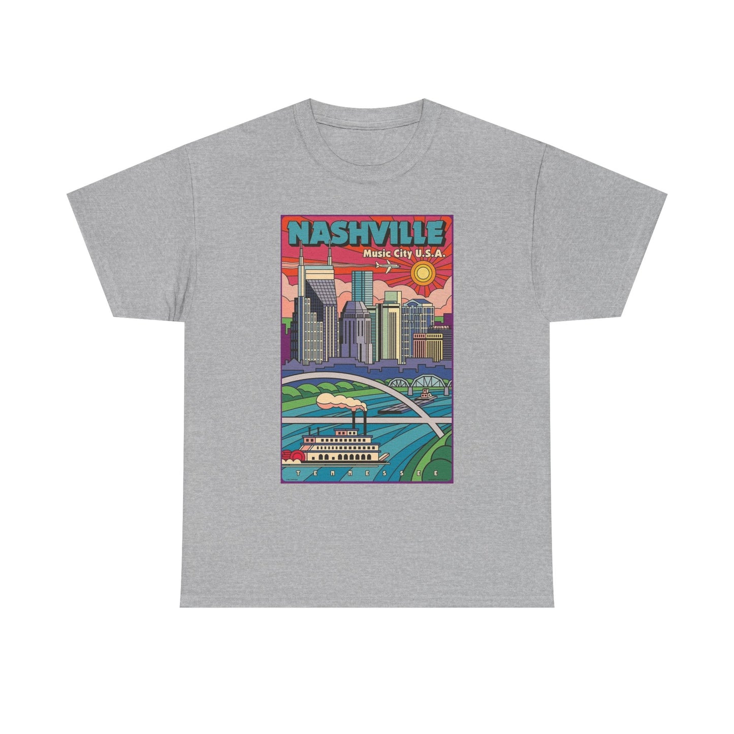 Nashville Graphic T Shirt Retro Tennessee Unisex Heavy Cotton Tee