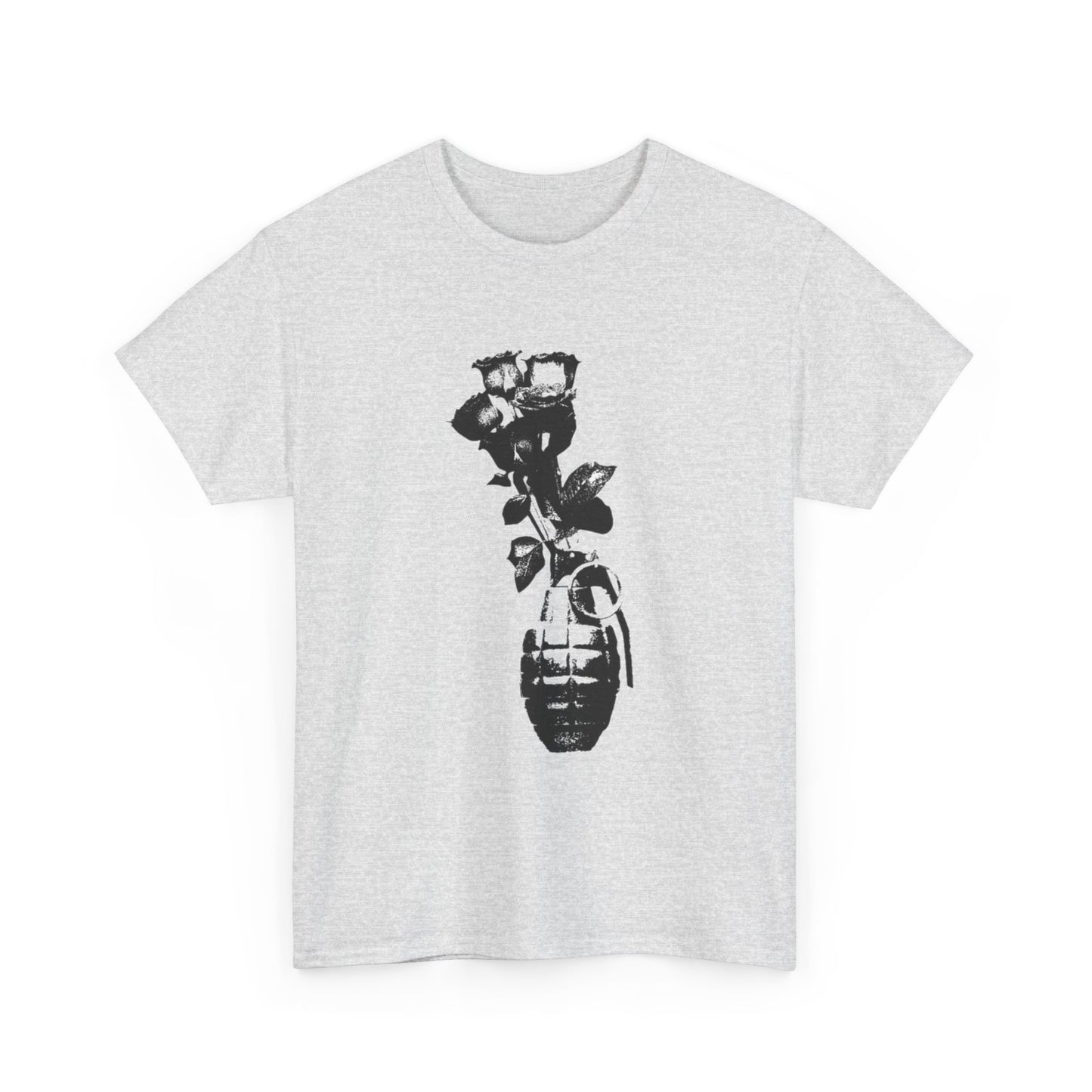 Roses In Grenade Art Painting T Shirt Graphic Unisex Heavy Cotton Tee NEW GIFT