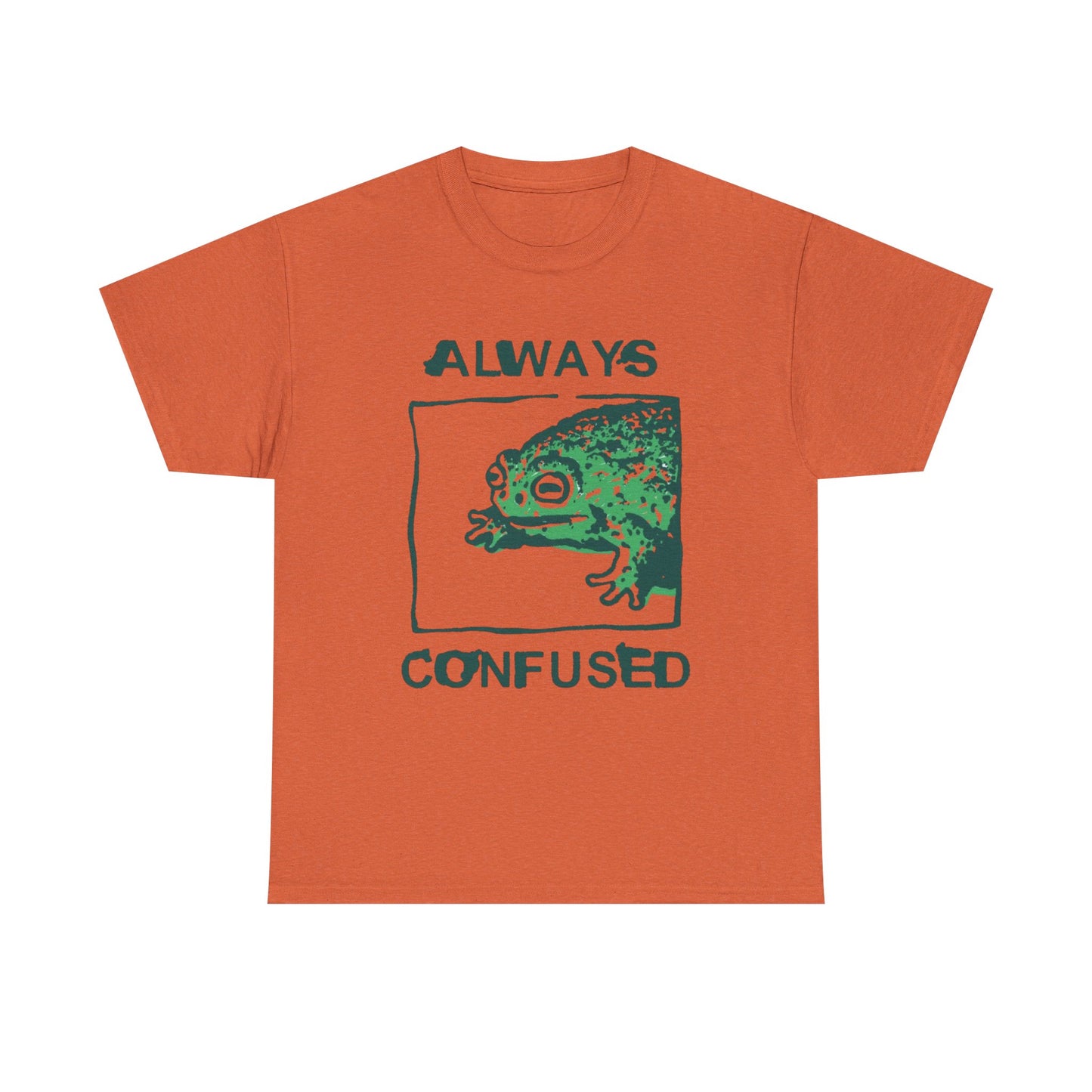 Always Confused Frog Graphic T Shirt Unisex Heavy Cotton Tee