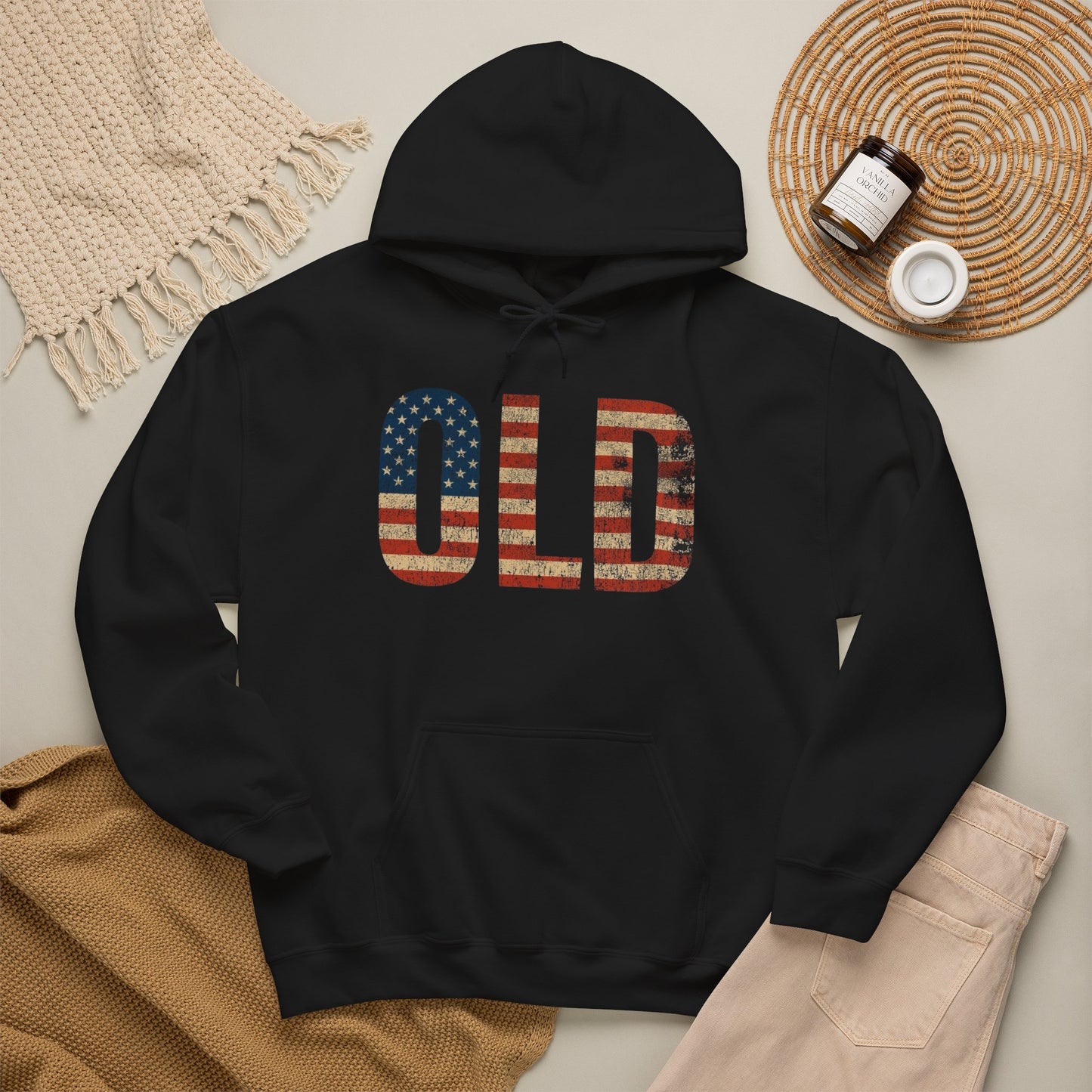 OLD American Flag Retro Graphic Hoodie Men's Heavy Blend™ Hooded Sweatshirt