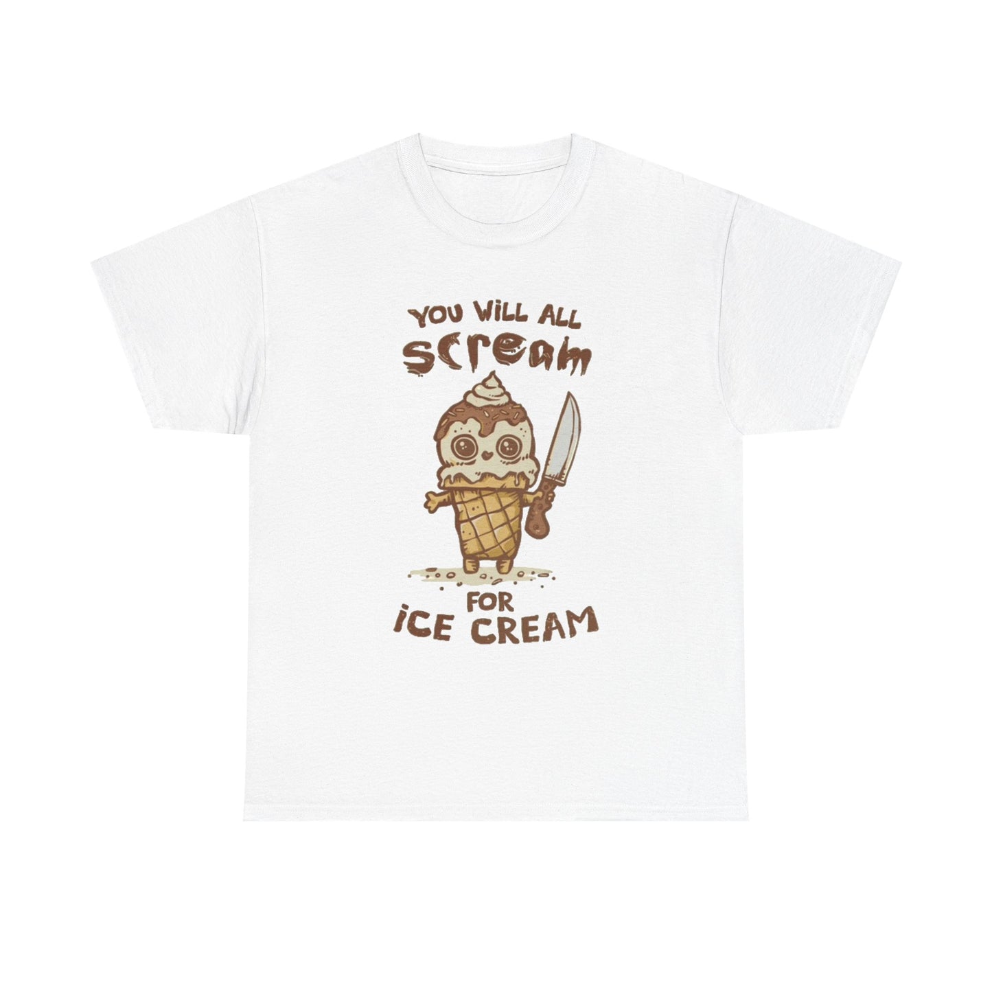 Scream For Ice Cream Funny Graphic T Shirt NEW Unisex Heavy Cotton Tee