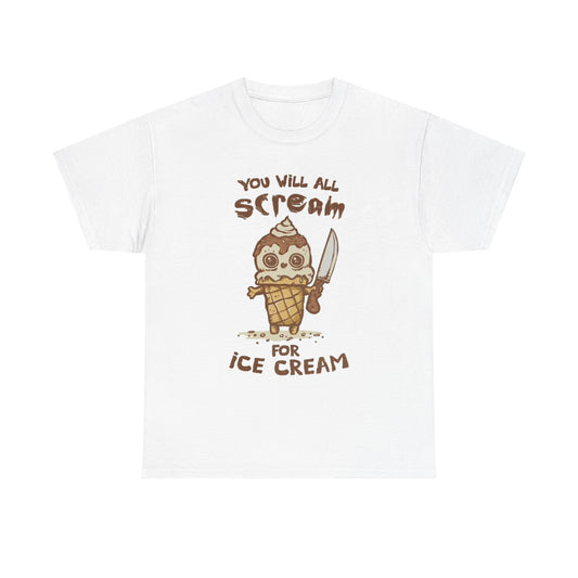 Scream For Ice Cream Funny Graphic T Shirt NEW Unisex Heavy Cotton Tee