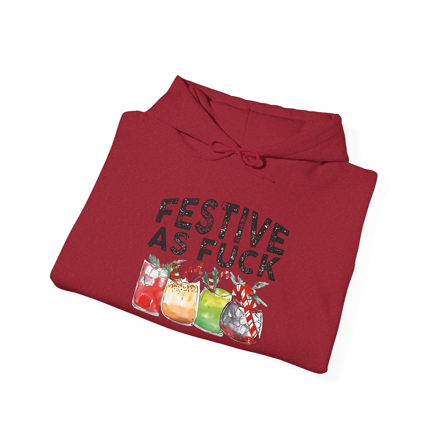 Festive AF Funny Holidays Graphic Hoodie Unisex Heavy Blend™ Hooded Sweatshirt