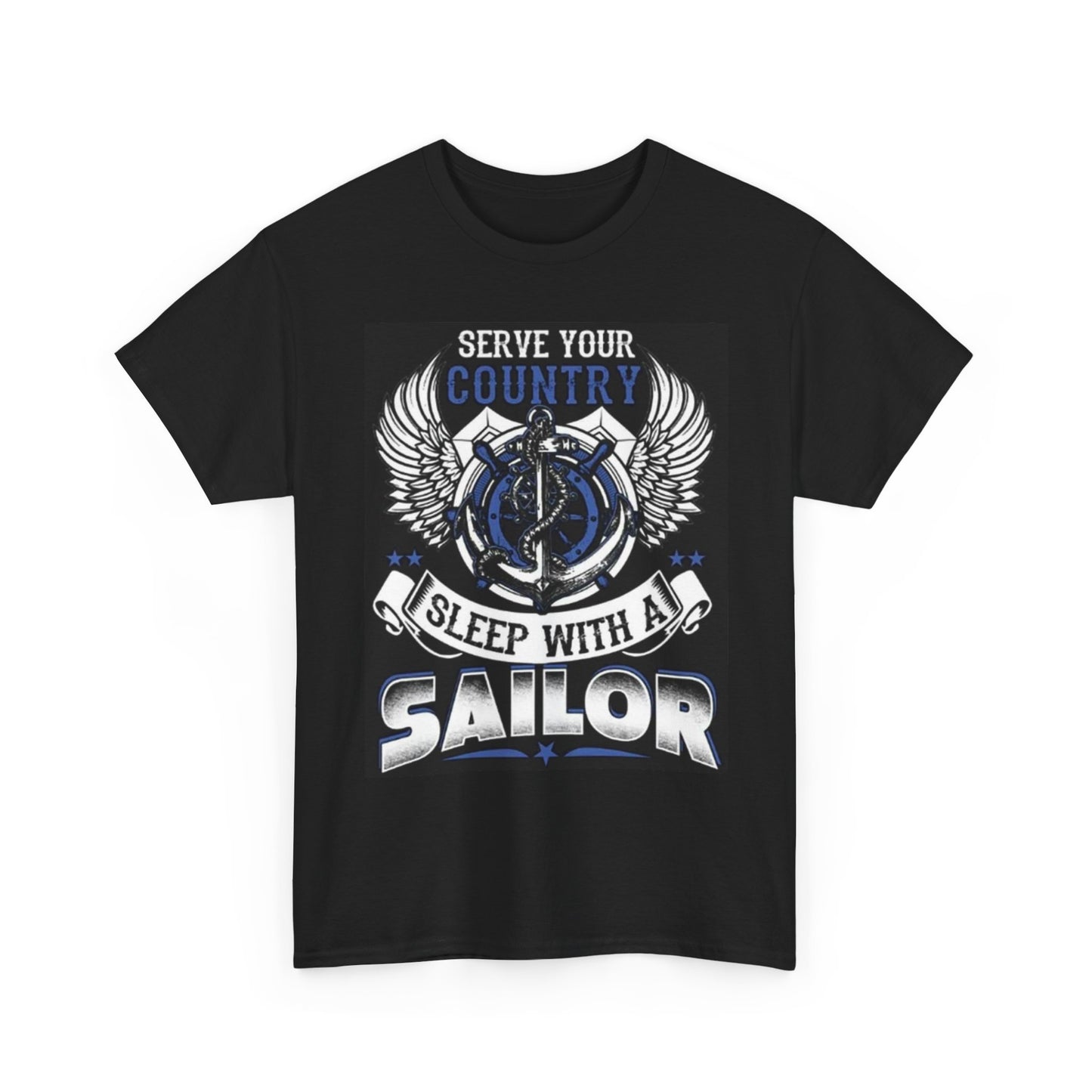 Sleep With A Sailor Funny T Shirt Graphic Navy Unisex Heavy Cotton Tee